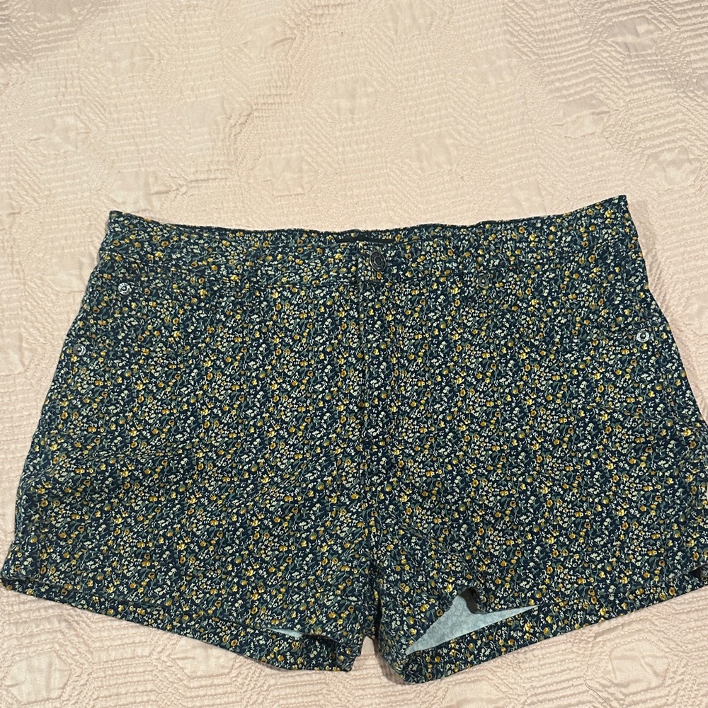 Oat New York Women's Floral Denim Shorts - Dark blue and orange
